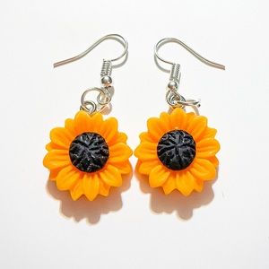 Acrylic Sunflower Dangle Earrings